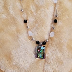 Black/white/silver necklace